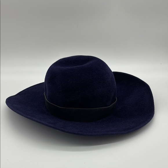 Theory Accessories - Theory Stylish Navy Blue Wide Round Brim Hat NWT